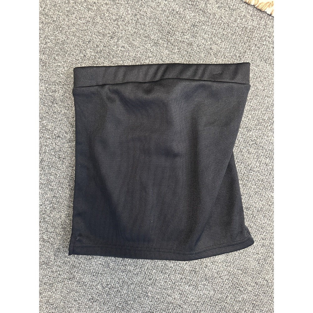 Vintage 90s Y2K Black Knit Tube Top Womens Small Crop Tie Back Grunge Edgy Witch